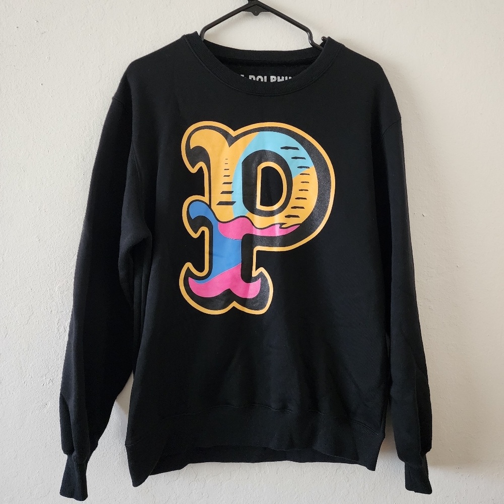 Black Graphic Sweatshirt with Multicolor Lettering
